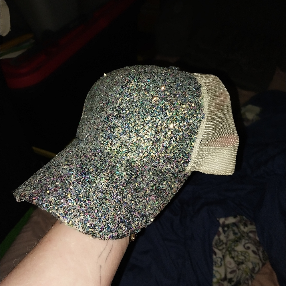 Glittery Mesh C C Trucker Hat